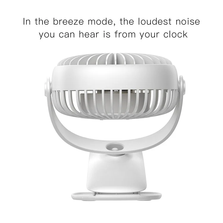 BASEUS Warm Light 360 Degree Rotary Clamping Cooling Fan - White