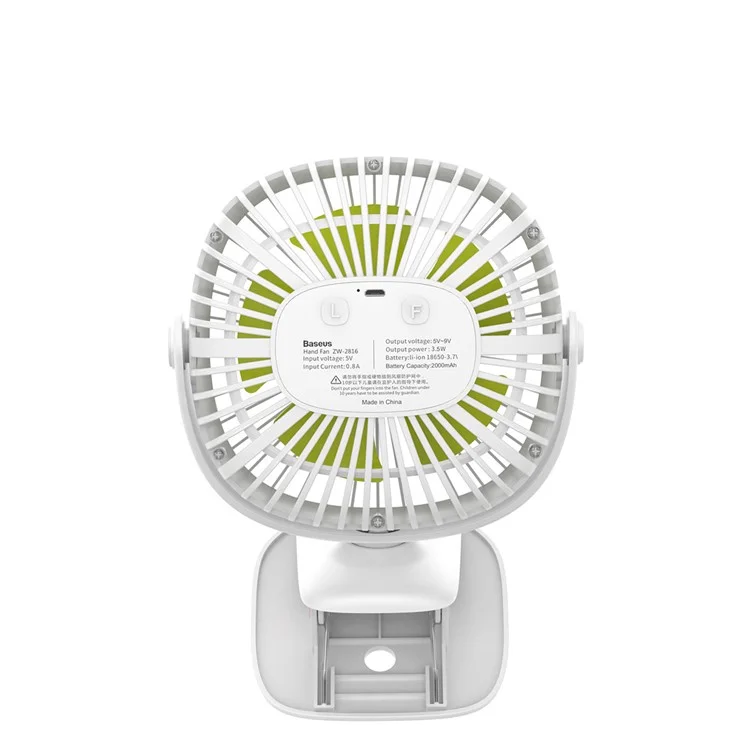 BASEUS Warm Light 360 Degree Rotary Clamping Cooling Fan - White