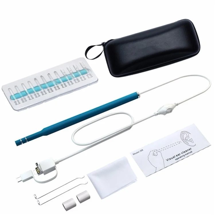 Endoscope de nettoyage des oreilles 3 en 1 USB HD Visual Ear Spoon 5,5 mm Mini Caméra Endoscope - Bleu
