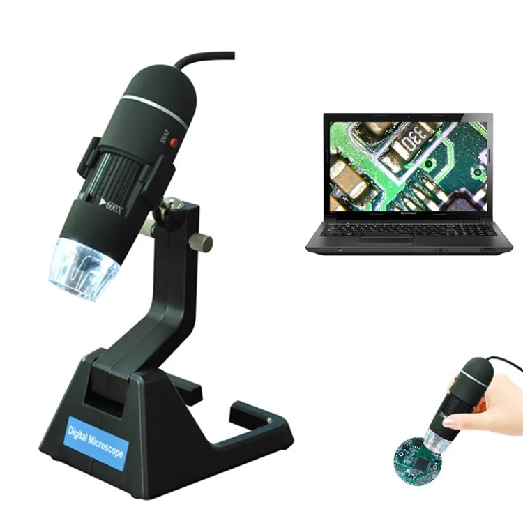 Digital Microscope USB Endoscope 25X-600X Magnification 8-LED Mini Camera for Mac Window Android