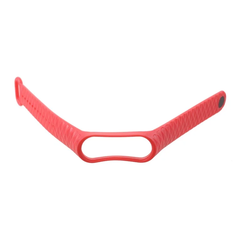 Rhombus Texture Soft TPU Wrist Band Replacement for Xiaomi Mi Band 3 - Red