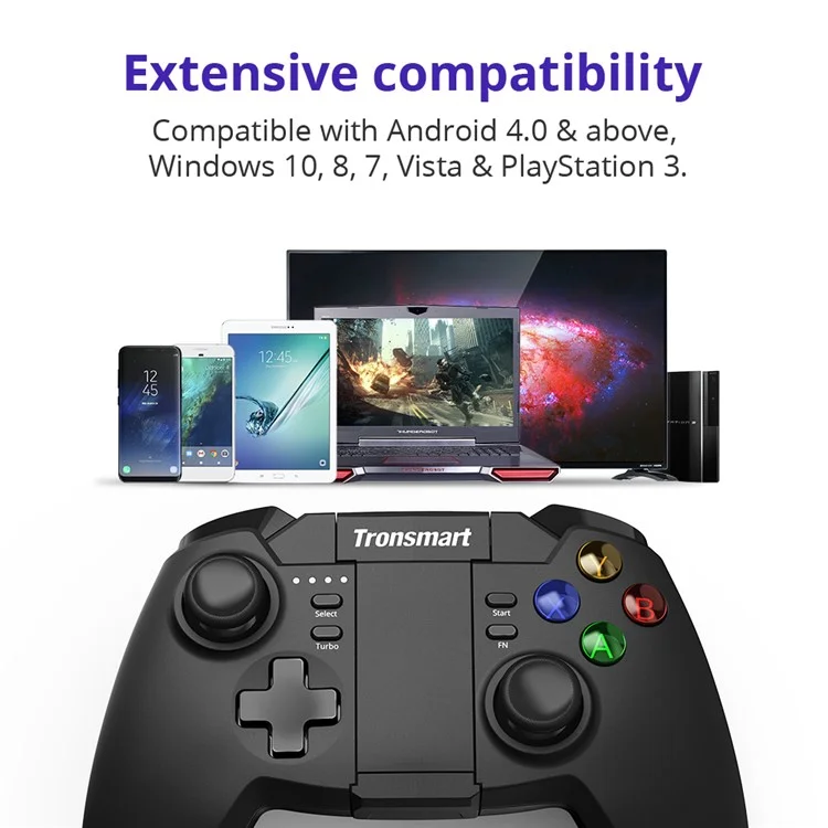 TRONSMART Mars G02 Bluetooth & 2.4GHz Wireless Game Controller Handle Gamepad Joystick