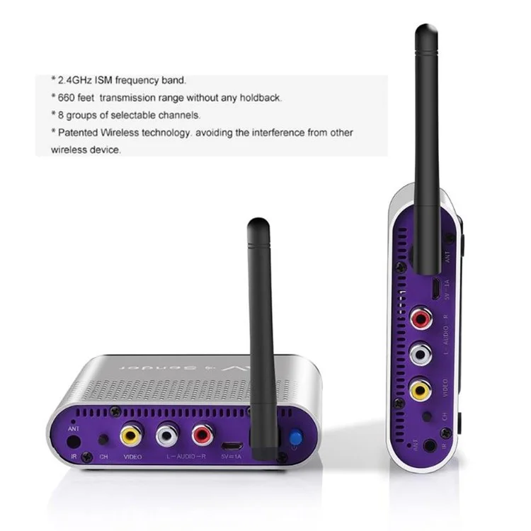 RCA220 2.4GHz Wireless Audio Video Transmitter Receiver A/V Sender 200m Transmission Distance - EU Plug