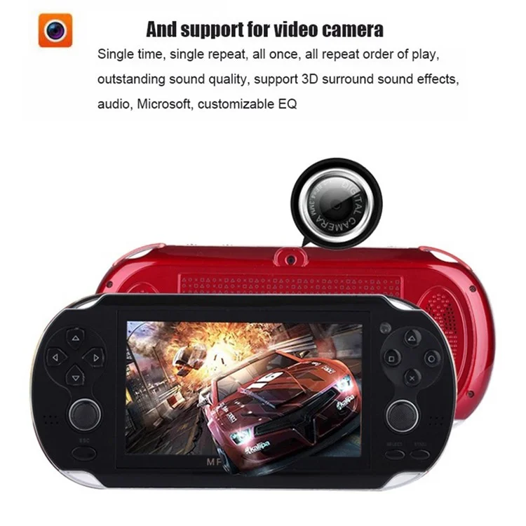 4.3-inch Screen Handheld Game Console with Media Player and Camera Built-in 2000 Games - Black