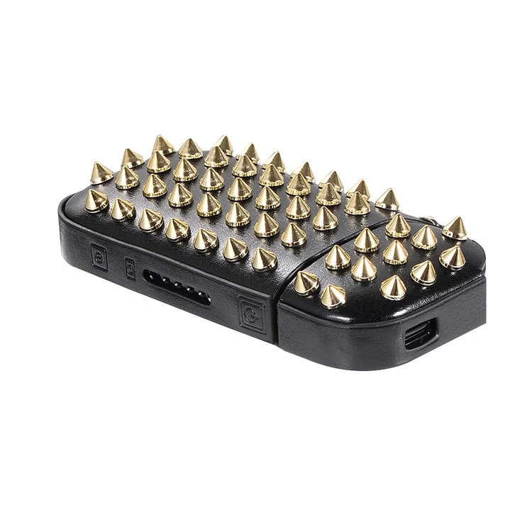 Portable Rivets Decor Leather Protective Cover Case for IQOS 2.0/2.4 Plus Electronic Cigarette - Black / Gold