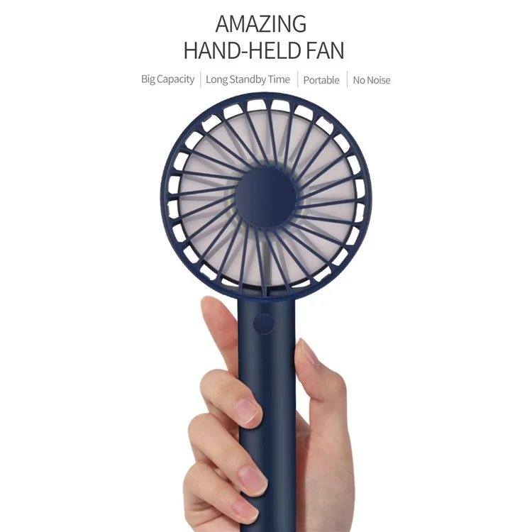 DUX DUCIS J3 Portable Handheld Fan 2000mAh Battery 3 Wind Speeds Summer Cooling Fan - Dark Blue