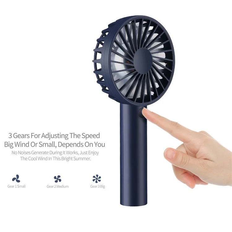 DUX DUCIS J3 Portable Handheld Fan 2000mAh Battery 3 Wind Speeds Summer Cooling Fan - Dark Blue
