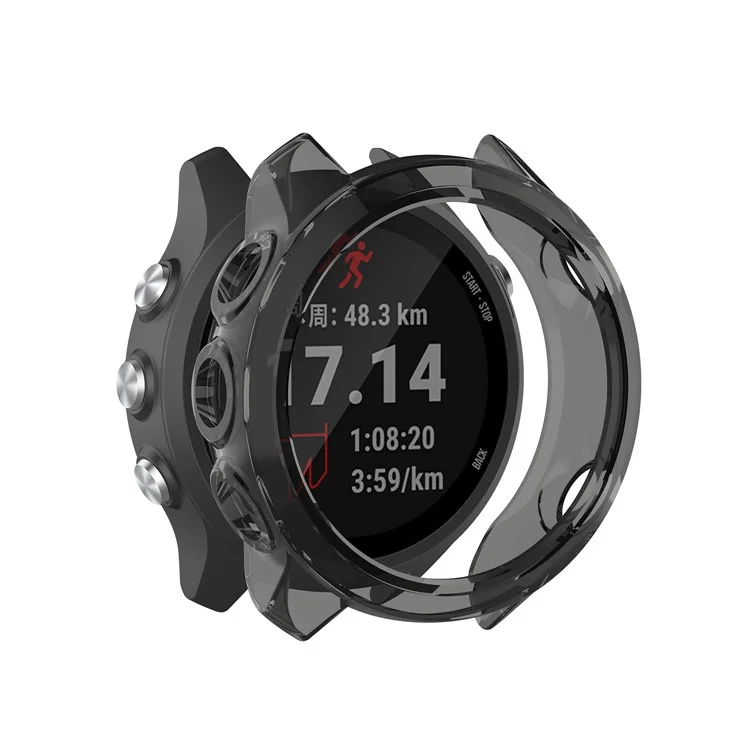 Couvre-couvercle à Manches TPU Doux Étui Creux Protecteur Pour Garmin Forerunner 245 / Forerunner 245m - Noir Transparent