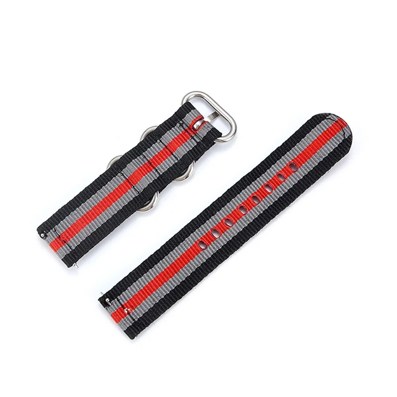 For Garmin Forerunner 245/245M 20mm Smart Watch Nylon Strap - Black/Grey/Red