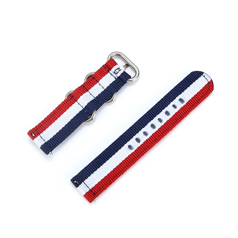 For Garmin Forerunner 245/245M 20mm Smart Watch Nylon Strap - Blue/White/Red