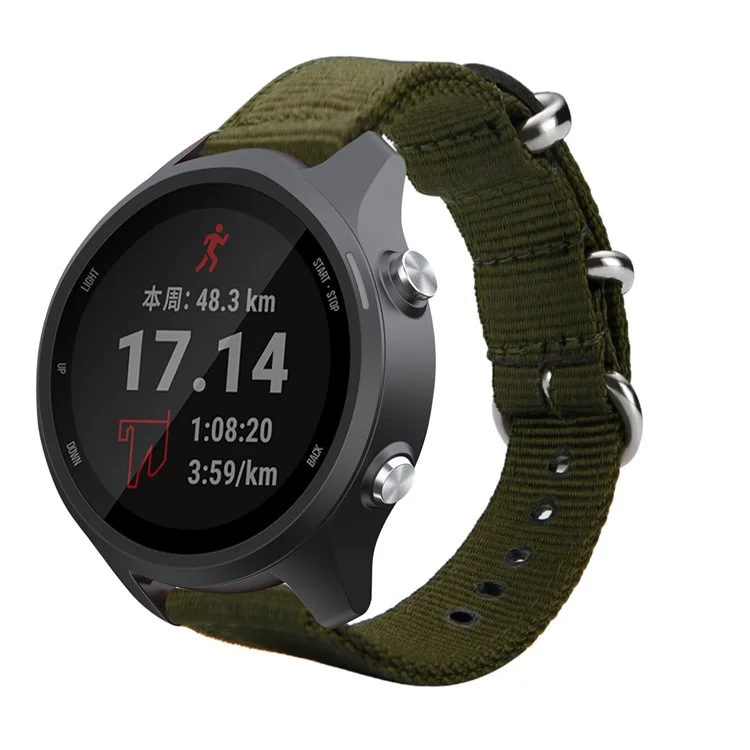 Para Garmin Forerunner 245 / 245m 20mm Smart Watch Nylon Strap - Exército Verde