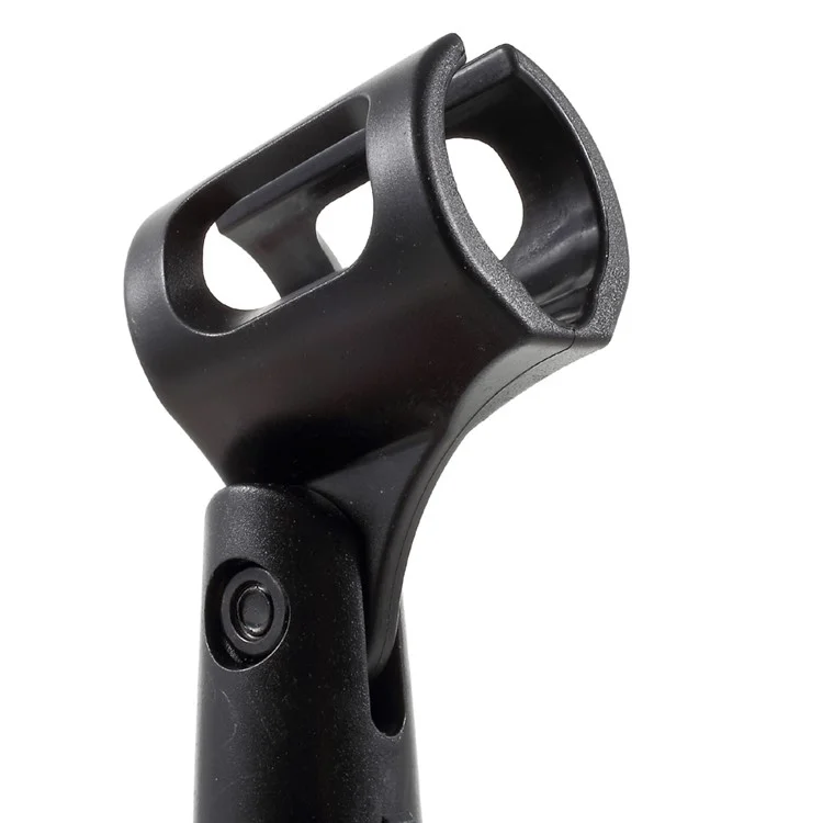 Metal Base Microphone Desk Stand Height Angle Adjustable with Mic Clip - Black