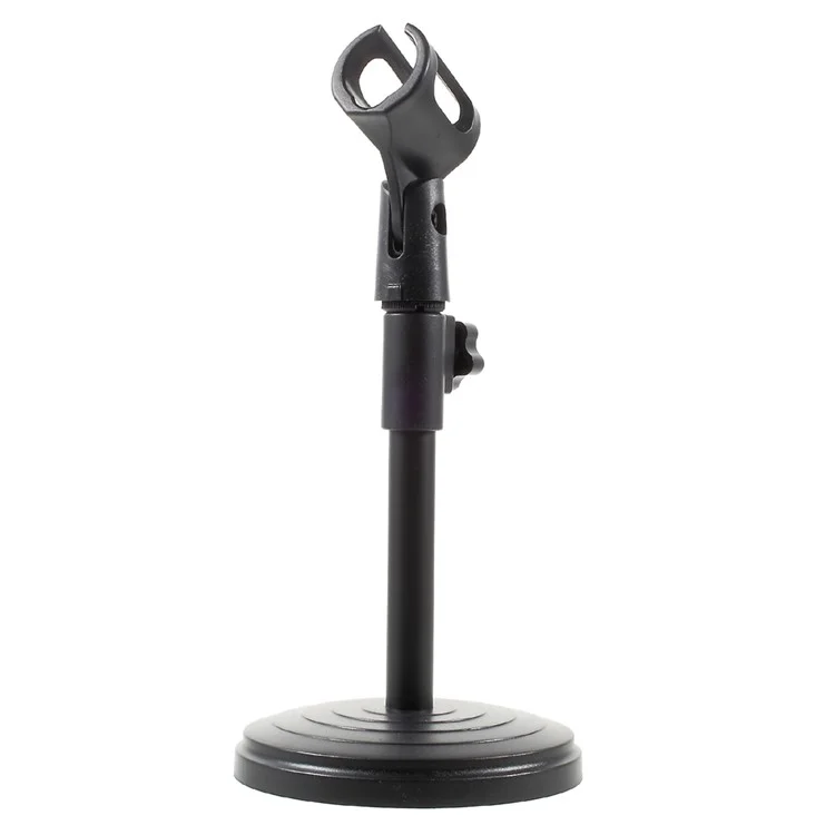 Height Adjustable Desk Microphone Stand Plastic Base with Mic Clip - Black