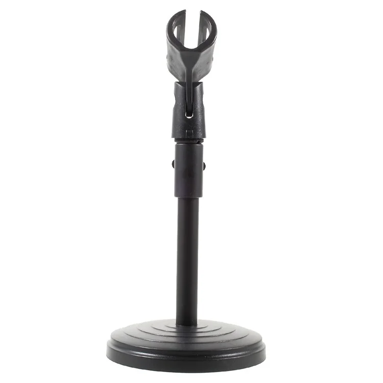 Height Adjustable Desk Microphone Stand Plastic Base with Mic Clip - Black