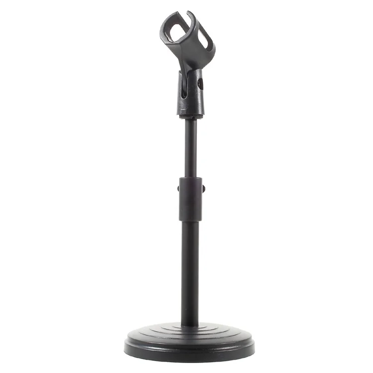 Height Adjustable Desk Microphone Stand Plastic Base with Mic Clip - Black