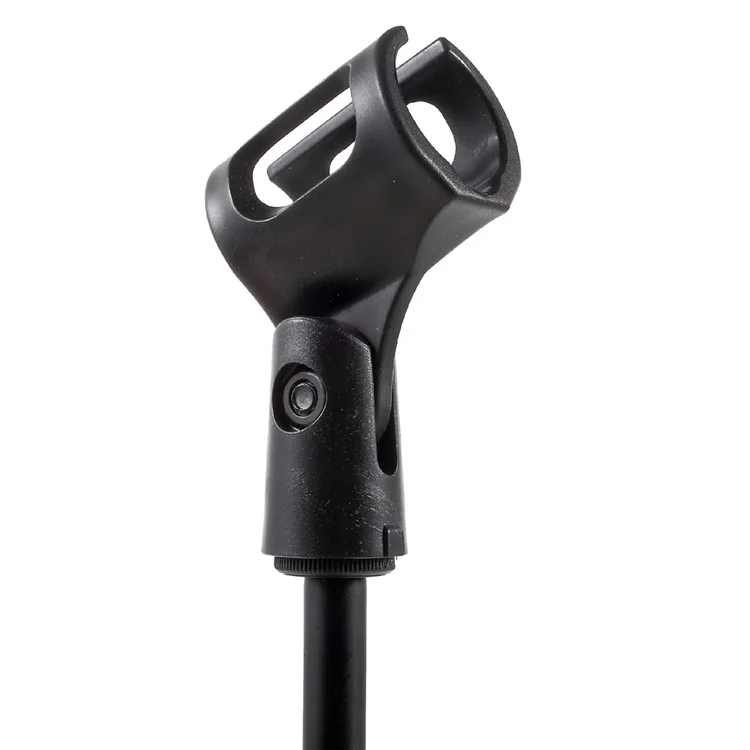Height Adjustable Desk Microphone Stand Plastic Base with Mic Clip - Black