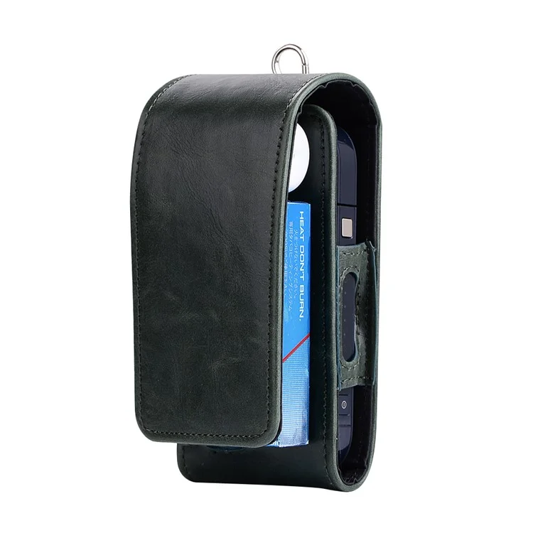 For IQOS Electronic Cigarette Crazy Horse Leather Vertical Flip Travel Carrying Case Pouch - Green