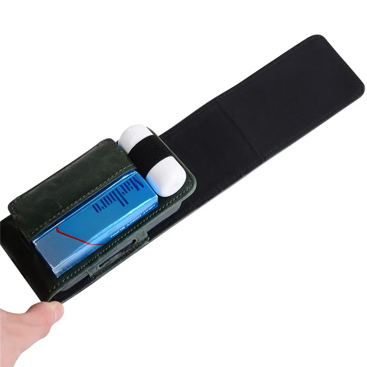 For IQOS Electronic Cigarette Crazy Horse Leather Vertical Flip Travel Carrying Case Pouch - Green