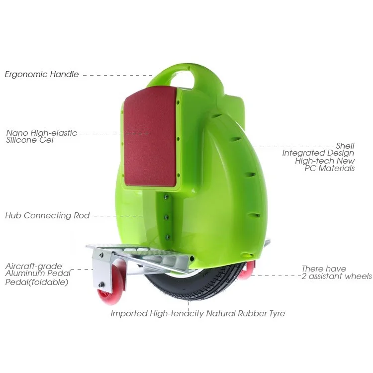 Chargeable Self-balancing Electric Scooter Unicycle Bicycle - Green
