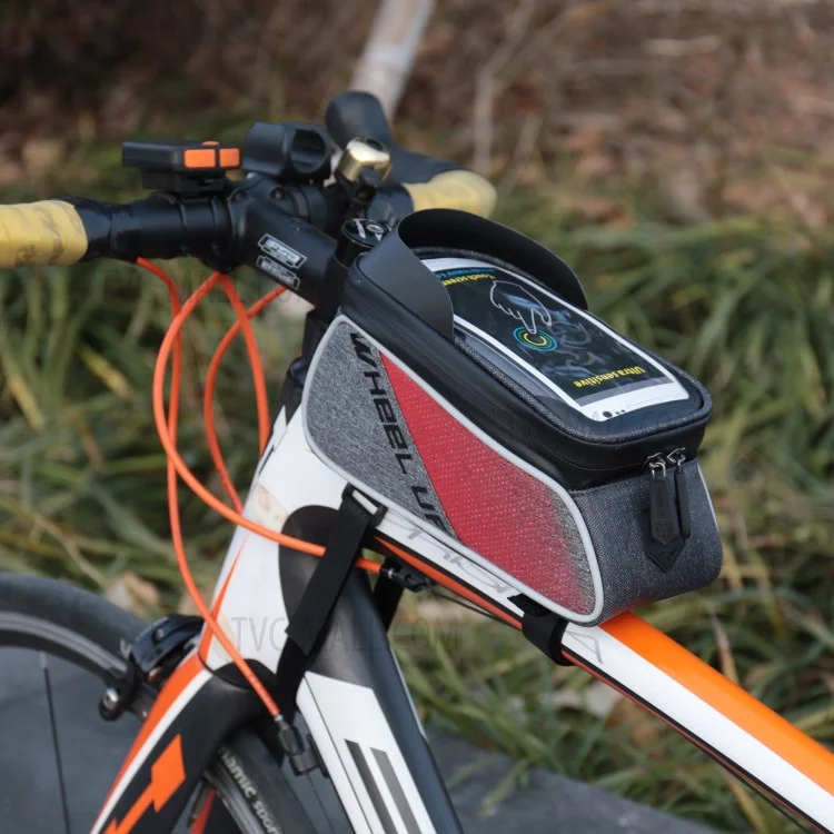 WHEEL UP Nylon Cycling Bag Waterproof Touch Screen Phone Bag for iPhone X/8/7 etc. - Red