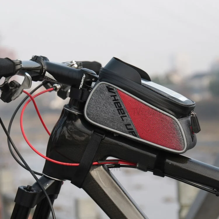 WHEEL UP Nylon Cycling Bag Waterproof Touch Screen Phone Bag for iPhone X/8/7 etc. - Red