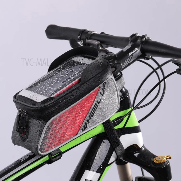 WHEEL UP Nylon Cycling Bag Waterproof Touch Screen Phone Bag for iPhone X/8/7 etc. - Red