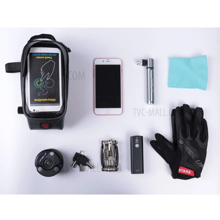 WHEEL UP Nylon Cycling Bag Waterproof Touch Screen Phone Bag for iPhone X/8/7 etc. - Red