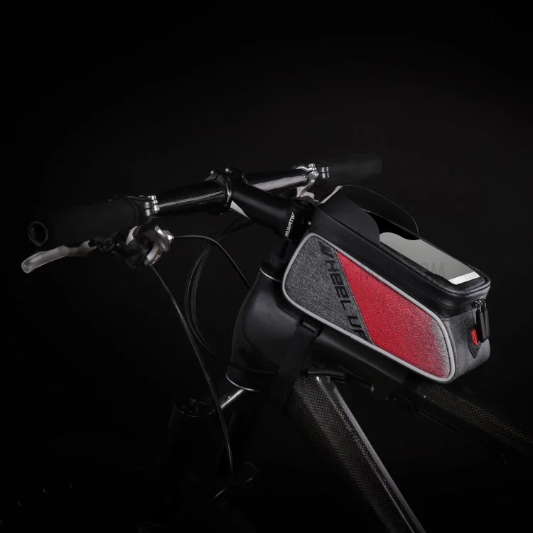 WHEEL UP Nylon Cycling Bag Waterproof Touch Screen Phone Bag for iPhone X/8/7 etc. - Red