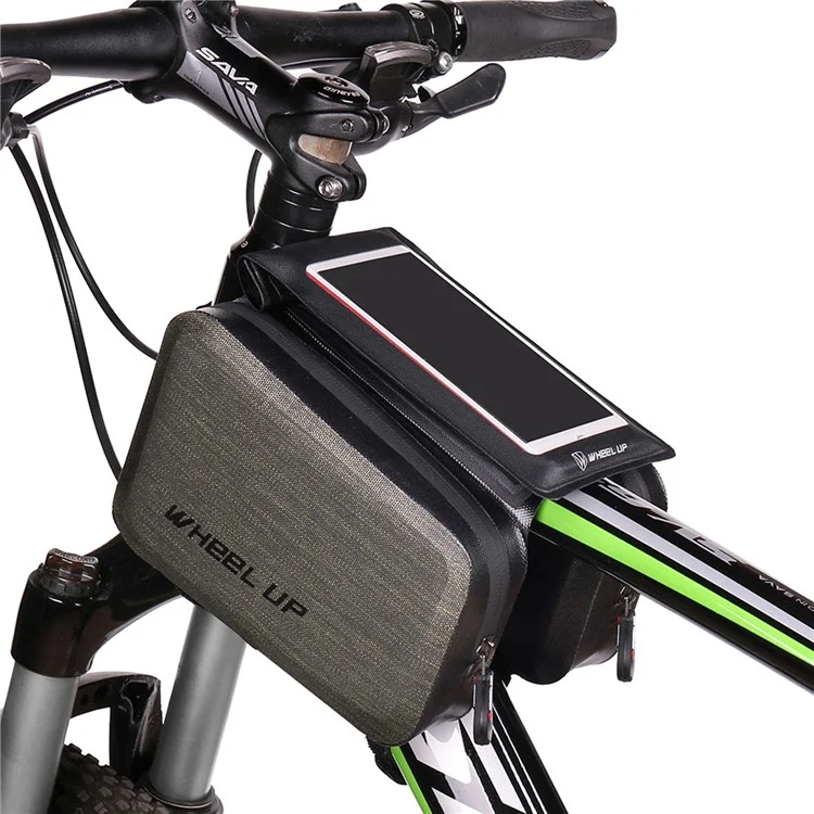 WHEEL UP Bike Waterproof Front Tube Frame Bag Nylon Bag with 6 inch Touch Screen Cycling Phone Case  for iPhone X/8/7 etc.