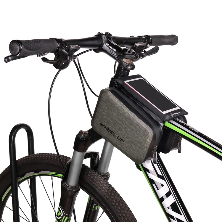 WHEEL UP Bike Waterproof Front Tube Frame Bag Nylon Bag with 6 inch Touch Screen Cycling Phone Case  for iPhone X/8/7 etc.