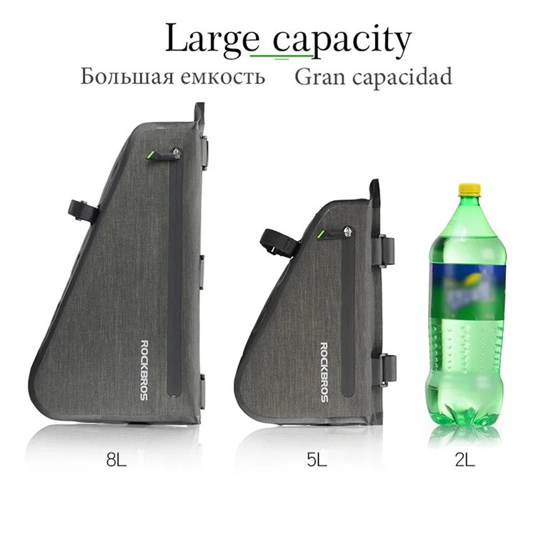 ROCKBROS 5L Waterproof Bike Bag Triangle Cycling Tube Pouch Quick Release Frame Bag