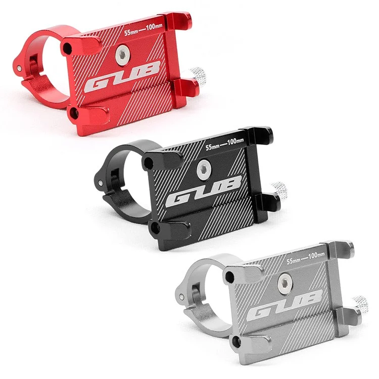 Soporte de teléfono de bicicleta GUB G-81 de aluminio, ajustable, para smartphone de 3.0-6.8 pulgadas - Negro