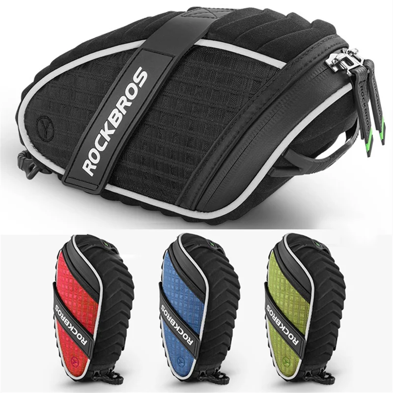 ROCKBROS C16 1L MTB Bike 3D Saddle Bag Waterproof Reflective Shockproof Cycling Bicycle Saddle Bag - Black