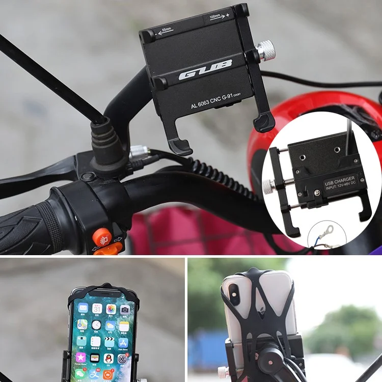 GUB G-91 Road Bike Phone Mount Stable Holder Bicycle Electric Motorcycle Scooter Phone Fixed Bracket - Black