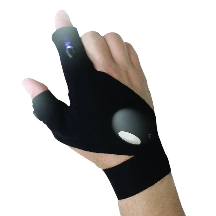 Magic Half-finger Glove with LED Flashlight for Outdoor Driving Fishing