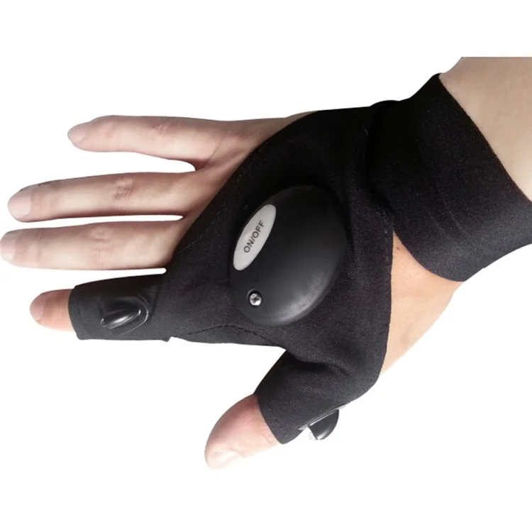Magic Half-finger Glove with LED Flashlight for Outdoor Driving Fishing