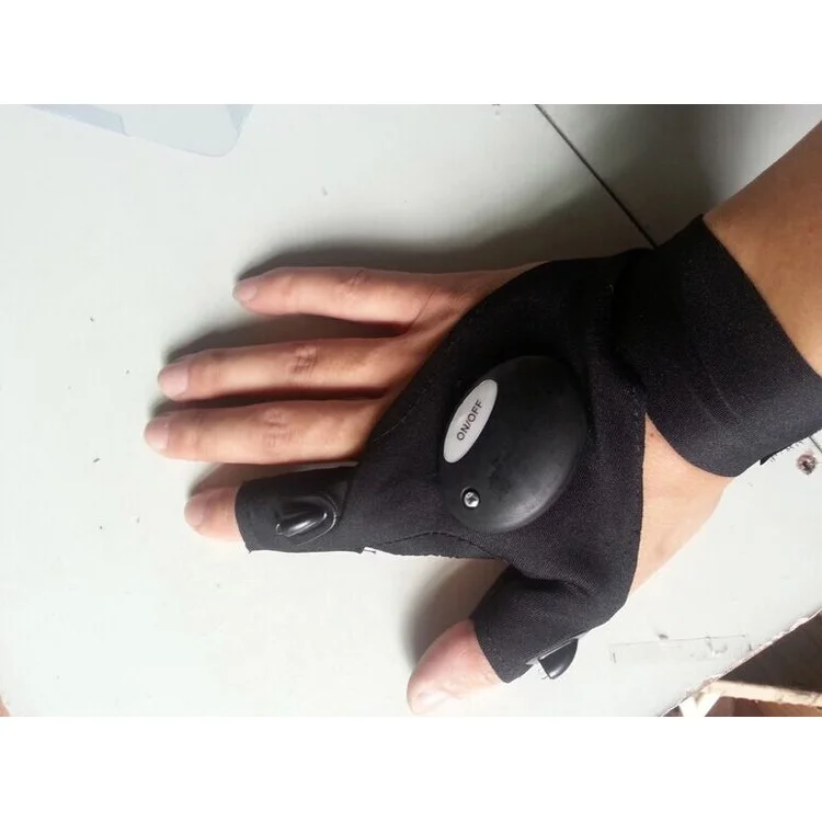 Magic Half-finger Glove with LED Flashlight for Outdoor Driving Fishing