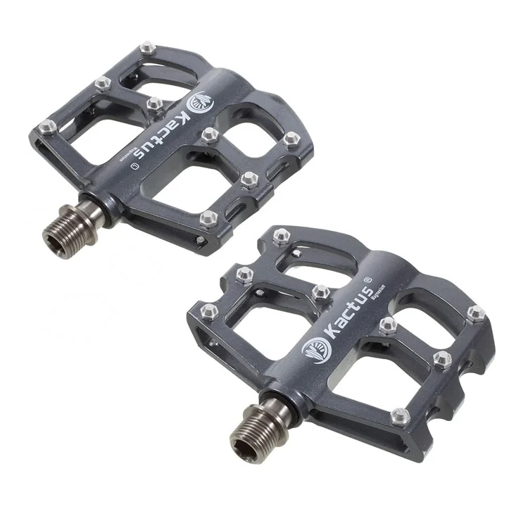 1 Pair of KACTUS Magnesium Alloy CNC MTB Bike Pedals with Titanium Alloy Axle - Grey