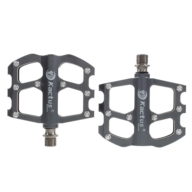 1 Pair of KACTUS Magnesium Alloy CNC MTB Bike Pedals with Titanium Alloy Axle - Grey