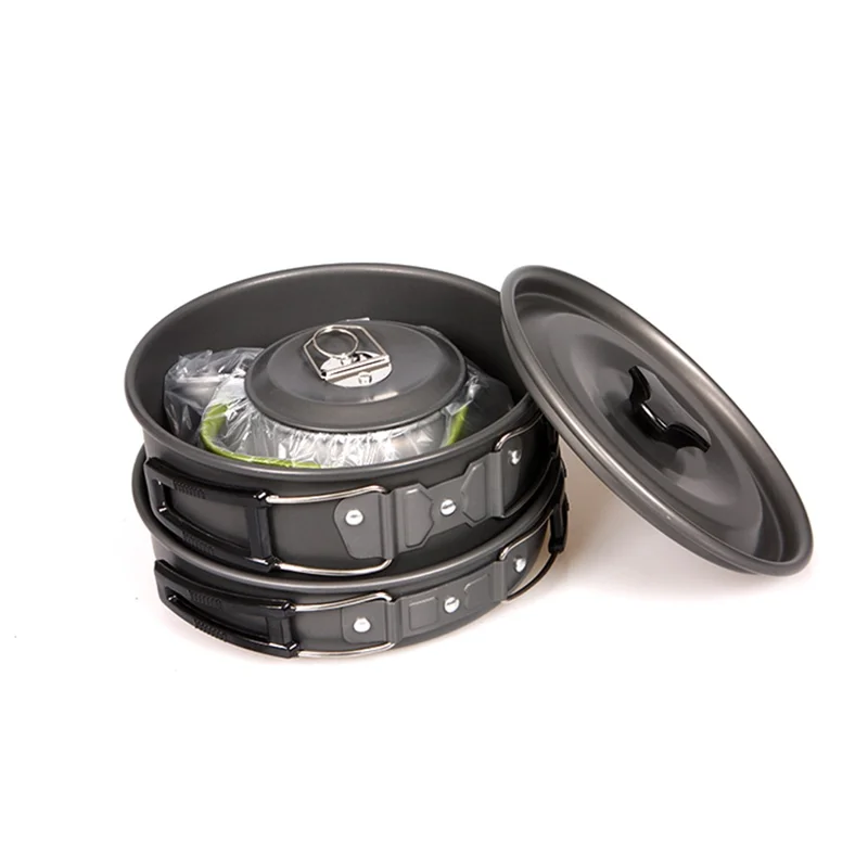 HALIN Outdoor Camping Picnic Pot + Pan + Teapot Cookware Set for 2-3 People