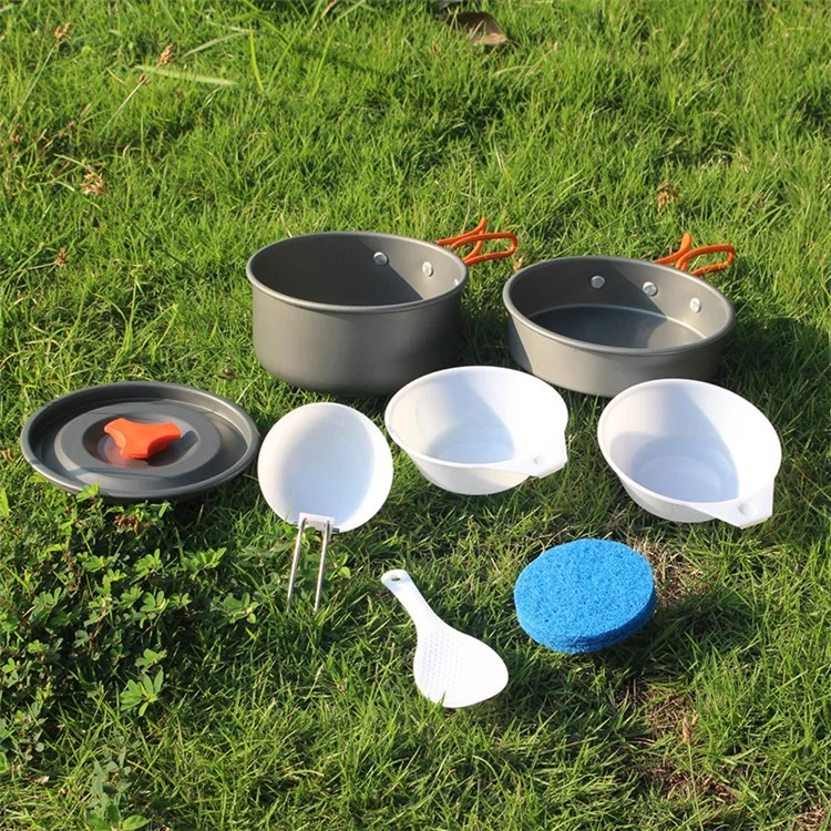 AOTU WH200 7PCS/Pack Outdoor Camping Picknick -kochset Mit Töpfen Und Schüssel