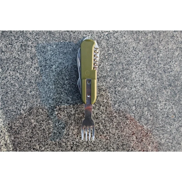 AOTU AT6364 Outdoor Folding Travel Camping Utensil Camping Fork Knife Spoon Set and Bottle Opener Multi-tool