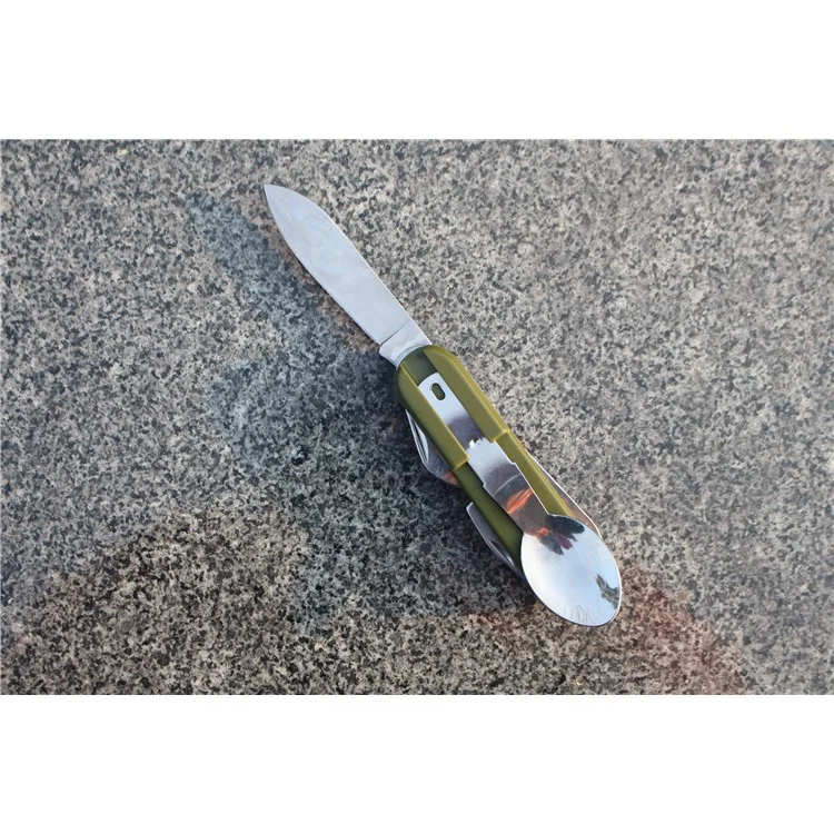 AOTU AT6364 Outdoor Folding Travel Camping Utensil Camping Fork Knife Spoon Set and Bottle Opener Multi-tool