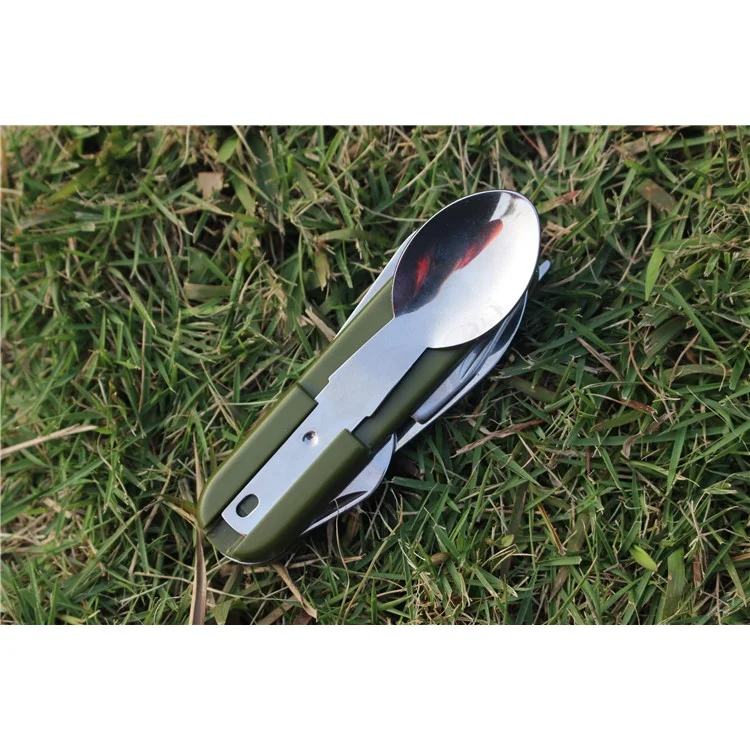 AOTU AT6364 Outdoor Folding Travel Camping Utensil Camping Fork Knife Spoon Set and Bottle Opener Multi-tool
