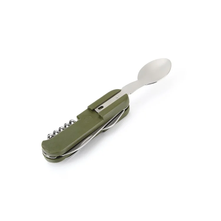AOTU AT6364 Outdoor Folding Travel Camping Utensil Camping Fork Knife Spoon Set and Bottle Opener Multi-tool