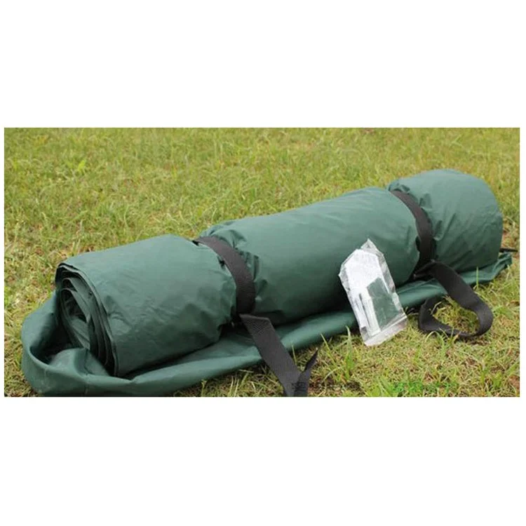 Portable Outdoor Camping Inflatable Mat Picnic Sleeping Pad with Attached Pillow - Green