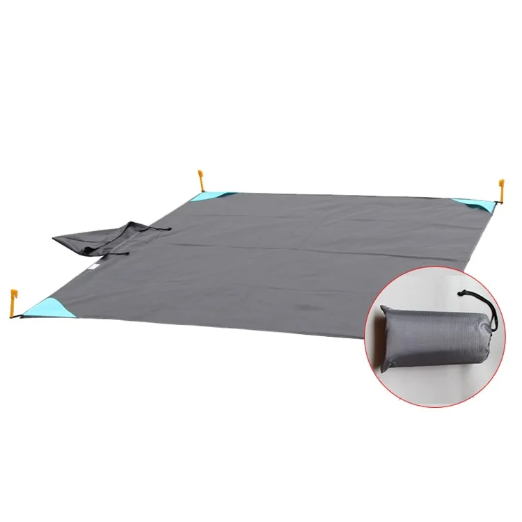 Multi-functional Hiking Camping Mat Outdoor Picnic Pad Raincoat with Hood, Size: 140x140cm - Grey