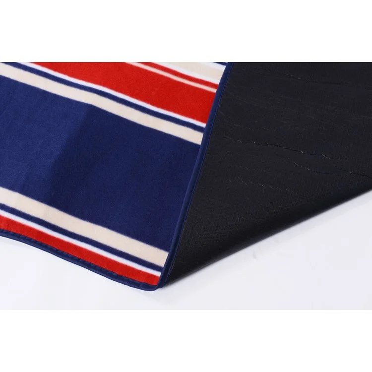 YODO Foldable Moisture-proof Mat Pad Water-Resistant Picnic Blanket Tote (200 x 200cm) - Red / Blue Stripes