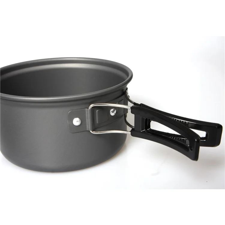 Outdoor Camping Hiking Picnic Cookware with Pot + Pan + Bowl Etc. Cooking Set for 1-2 Persons