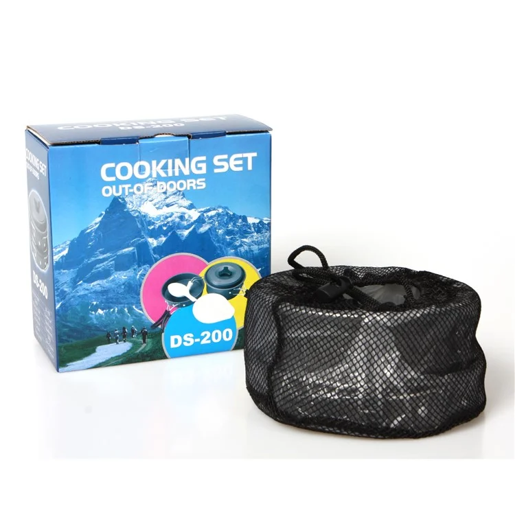 Outdoor Camping Hiking Picnic Cookware with Pot + Pan + Bowl Etc. Cooking Set for 1-2 Persons